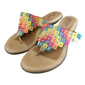 Eurosoft by Sofft Womens Sandles Studded Multicolor Beaded Leather Upper 7.5 M